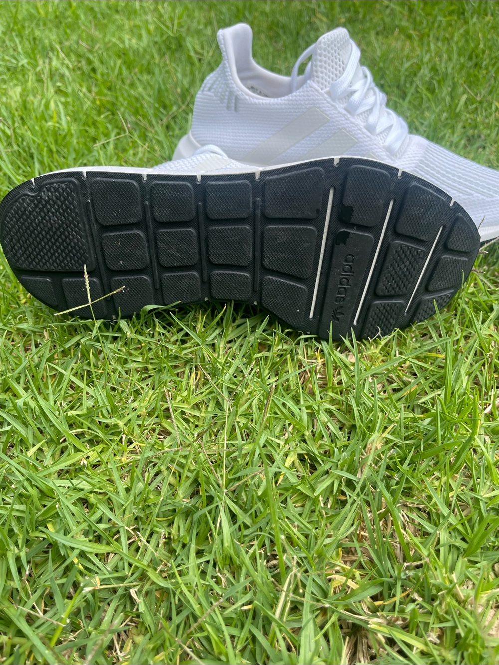 adidas Men’s White Knit Sneakers with Black Outsole